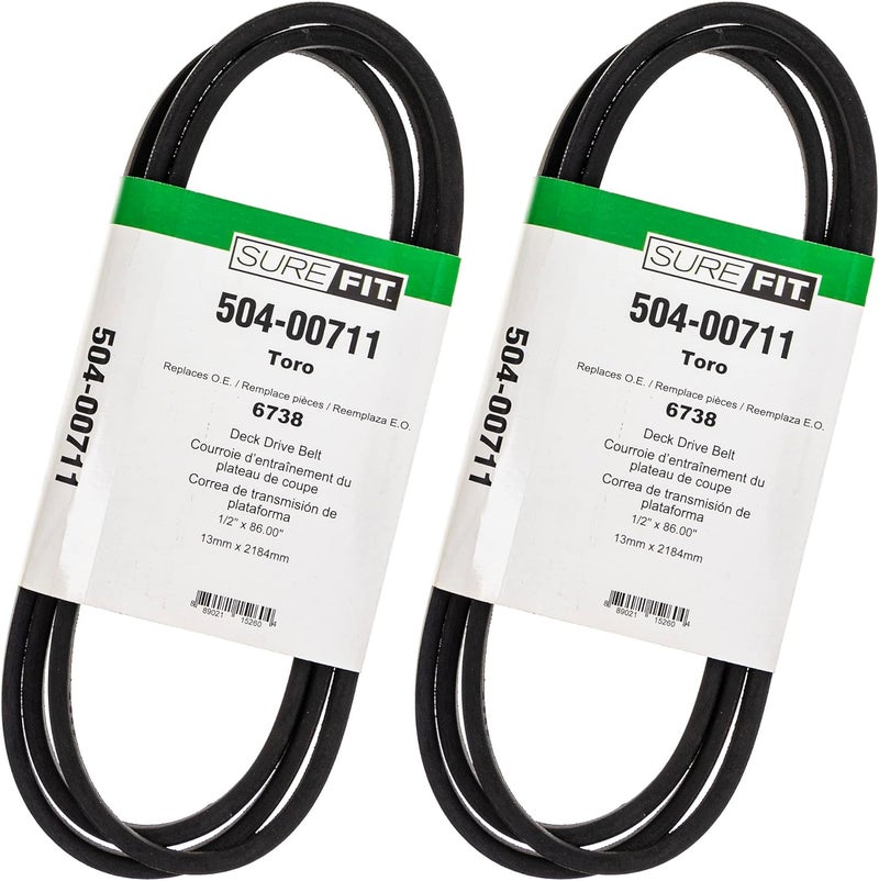 Surefit SureFit Deck Drive Belts Replacement for Toro 6738 8412 36 37 42 Rear Side Discharge Deck Mowers 2 Pack - Image 1