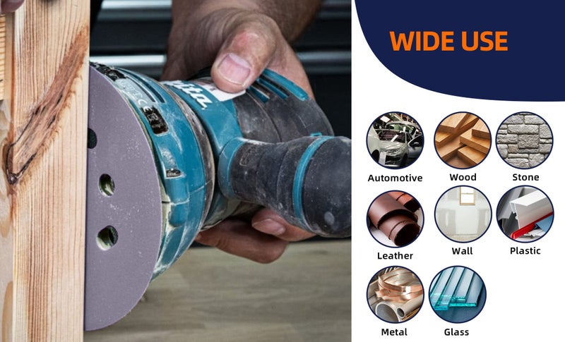 TolleSonne 80 قطعة أقراص صنفرة 5 بوصة 8 ثقوب مع خطاف وحلقة 1500/2000/2500/3000/4000/5000/7000/10000 حبيبات ورق صنفرة رطب وجاف مع 2 قطعة وسادة واجهة لجهاز الصنفرة العشوائي للسيارات والخشب والمعادن. - Image 3