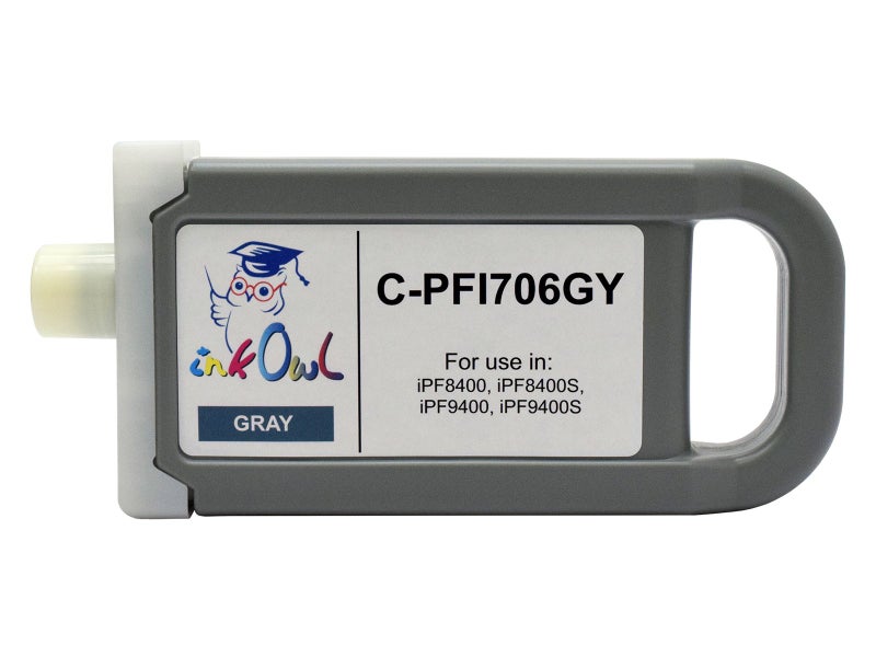 InkOwl خرطوشة حبر بديلة متوافقة من إنك أوول لطابعة كانون PFI-706GY (700 مل، رمادي) لطابعات iPF8400، iPF8400S، iPF9400، iPF9400S - Image 2