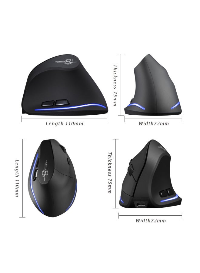 ZELOTES Master Vertical Wireless Charging Mouse 2.4g Vertical 2400dpi Wrist Private Mouse-Color:Black  - Image 4