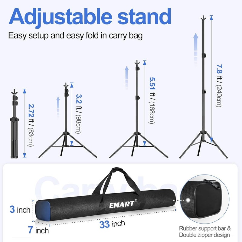 EMART Backdrop Stand 10x7.8ft(WxH) Photo Studio Adjustable Background Stand Support kit with 2 Crossbars, 8 Clamps, 2 Sandbags and Carry Bag for Parties, Events Decoration, Wedding, Photography - Image 3