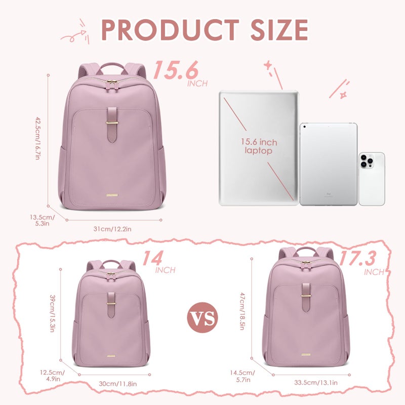GOLF QUALITY Laptop Backpack for Women,Casual Work Business Backpacks Purse Carry on Travel Backpack,15.6 Inch,Pinkish purple - Image 2