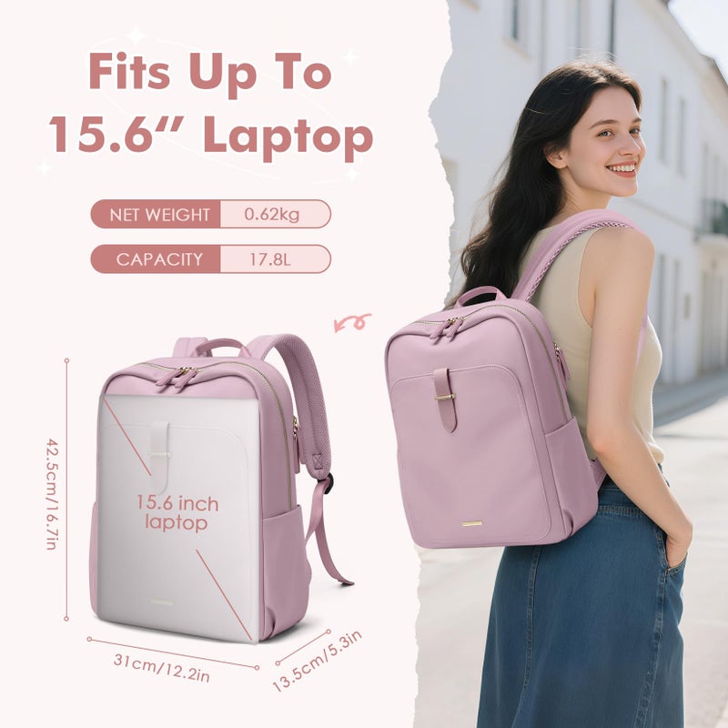 GOLF QUALITY Laptop Backpack for Women,Casual Work Business Backpacks Purse Carry on Travel Backpack,15.6 Inch,Pinkish purple - Image 4