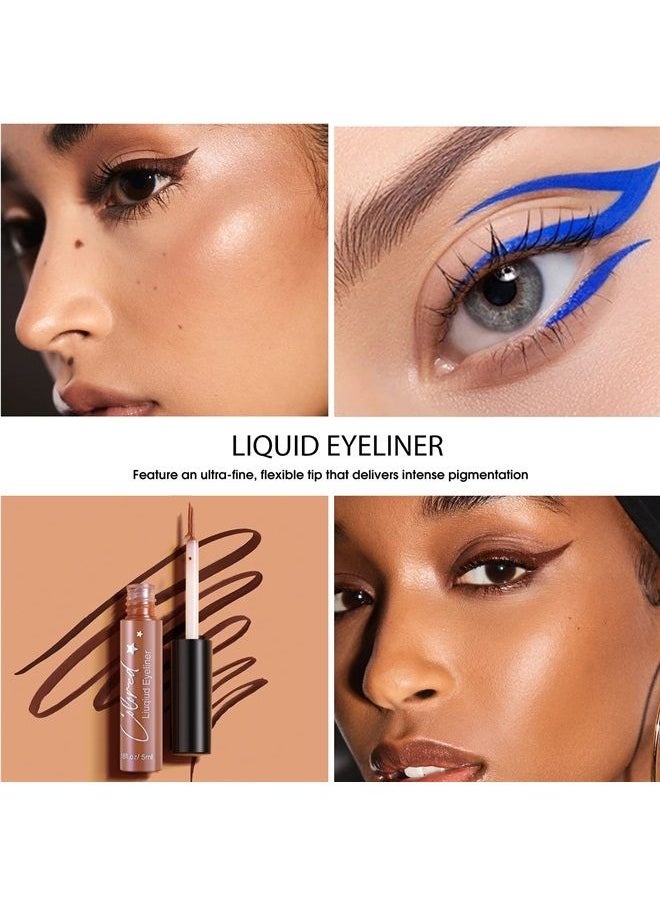 Bestland - 10 Colors Liquid Matte Eyeliner White Black Blue Brown Colored Eyeliner Liquid Liner Waterproof Bright Colorful Rainbow Eyeliner Pencil Quick Dry Eyes Makeup Kit (Matte Eyeliner) - Image 1