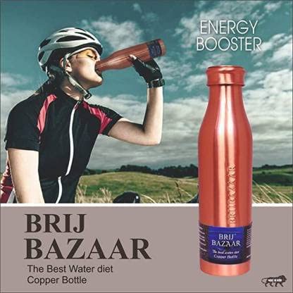BRIJBAZAAR No Joint and Leak Proof Health Benefits 100% Pure Copper Water Bottle,1000ml,Set of 1 (Pack 1) - Image 2