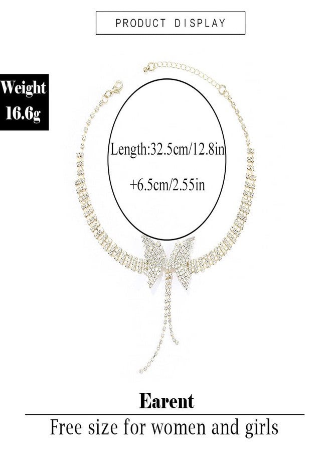 ايفينت قلادة فراشة من إيرنت، قلادة ذهبية مرصعة بأحجار الراين، قلادات تشوكر، قلادات احتفالات رأس السنة، قلادات تشوكر، زي عيد الميلاد للنساء - Image 4