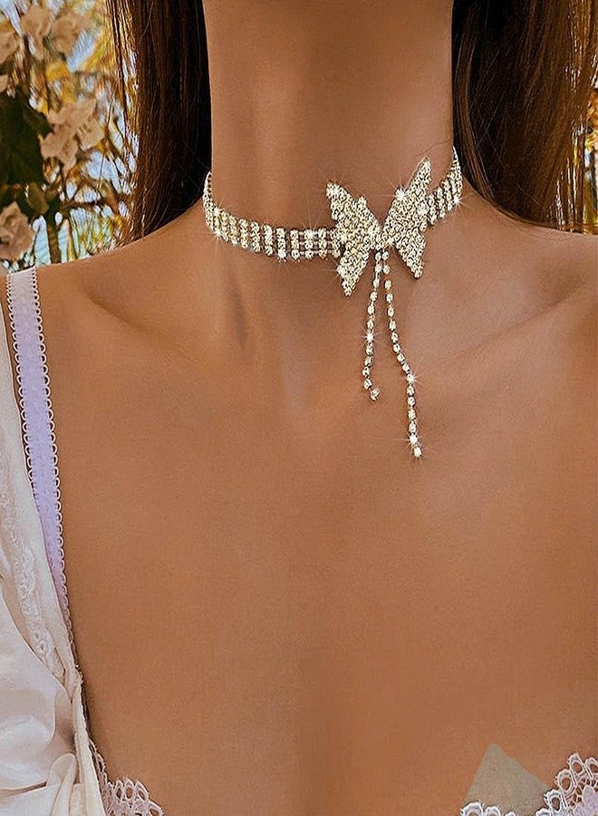 ايفينت قلادة فراشة من إيرنت، قلادة ذهبية مرصعة بأحجار الراين، قلادات تشوكر، قلادات احتفالات رأس السنة، قلادات تشوكر، زي عيد الميلاد للنساء - Image 3