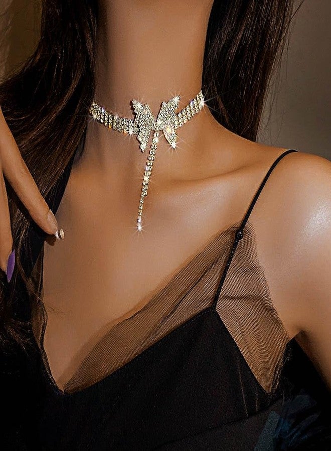 ايفينت قلادة فراشة من إيرنت، قلادة ذهبية مرصعة بأحجار الراين، قلادات تشوكر، قلادات احتفالات رأس السنة، قلادات تشوكر، زي عيد الميلاد للنساء - Image 5