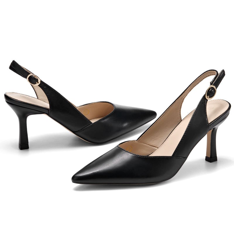 Rilista Women's Kitten Heels Pumps Pointed Closed Toe Wedding Party Dress Slingback Pump Shoes - Image 3