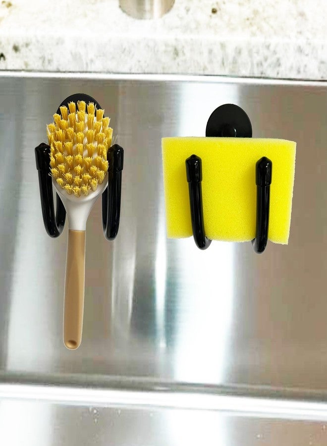 AUXPhome 2-Pack Adjustable Sponge Holder for Kitchen Stainless Steel Sink- Brush Holder, Sponge Caddy Organizer perfect for hanging dish cloths to dry - Double Strong Magnetic Mount - No rust, easy to drain - Image 1