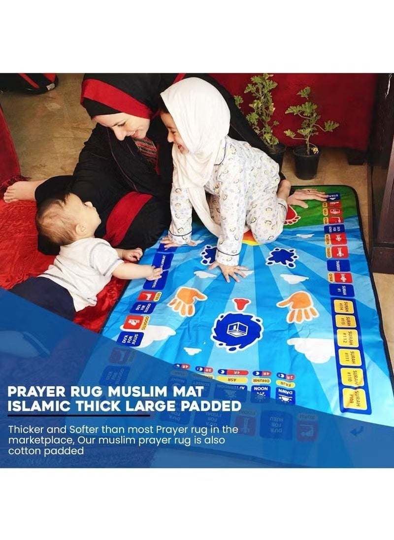 JAJEEK Kids Prayer Mat – Educational Salah Mat for Kids, Enjoyable Prayer Rug, Perfect Eid Gift for Children, Interactive Learning Prayer Mat for Kids, Comfortable & Colorful Design  - Image 3