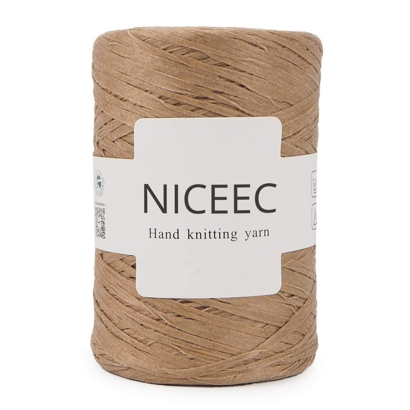NICEEC NICEEC Kraft Paper Yarn Soft Raffia Ribbon Yarn for Crocheting  Knitting Polyester DIY Weaving Total 474yds 53oz  Khaki