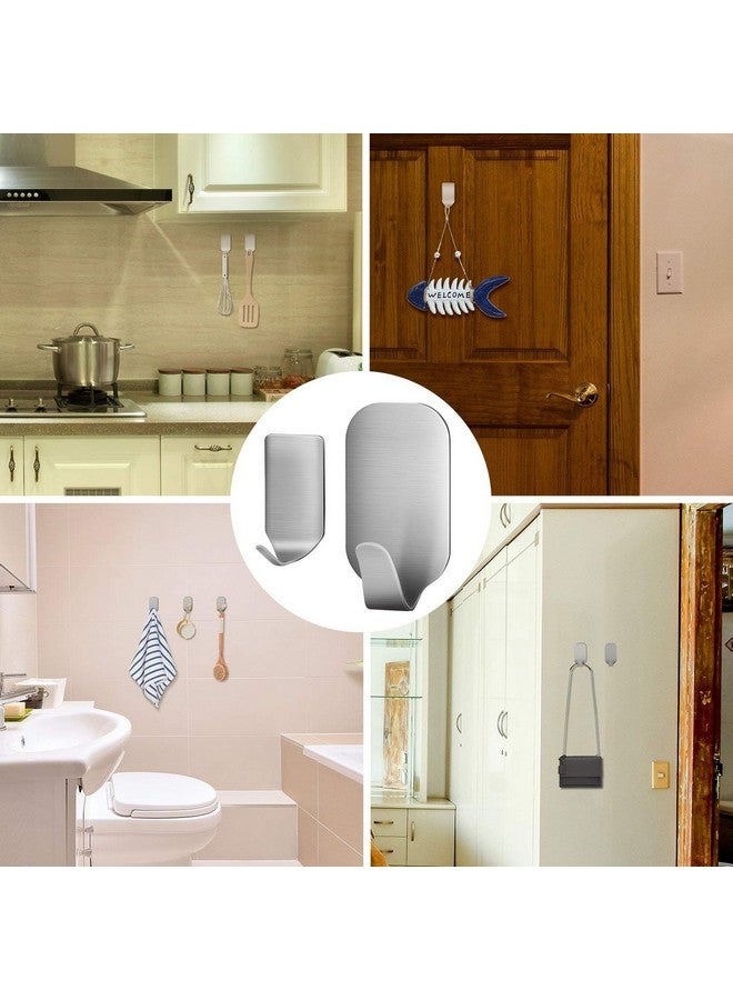 Newraturner Newraturner Adhesive Hooks, 32-Pack Heavy Duty Wall Hooks Stainless Steel Waterproof Hangers for Kitchen, Bathroom, Bags, Towel, Coat, Keys, Robe, Home, Offices (16 Small + 16 Big) (Hooks - 32p)  - Image 3