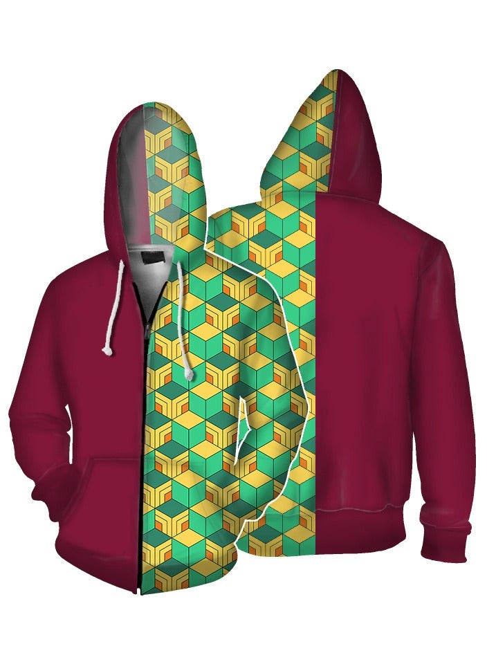 Loquat Ghost Killing Blade Kitchen Gate Charcoal Jilang 3D Hooded Sweater  - Image 1