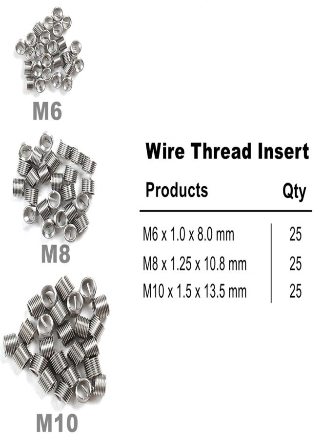 88Pcs Stripped Thread Rethread Helicoil Repair Kit Set Metric M6 M8 M10 - Image 2