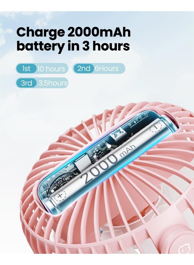 Gaiatop Mini Portable Stroller Fan, Battery Operated Small Clip on Fan, Detachable 3 Speed Rechargeable 360Â° Rotate Flexible Tripod Handheld Desk Cooling Fan for Car Seat Crib Treadmill Travel Pink - Image 5