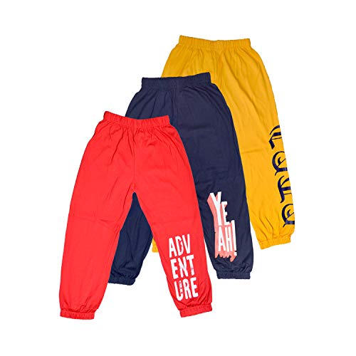 T2F Boys' Joggers Track Pant (Pack of 3) (BYSTRK06-3P_Red-Yellow-Navy_5-6 Years) - Image 1