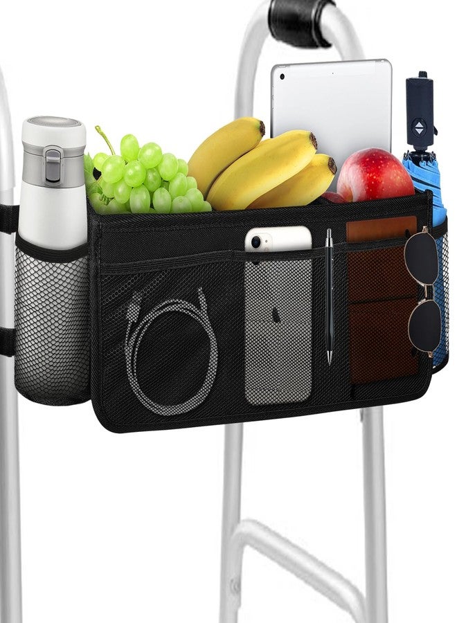 BOHEMIABY Foldable Walker Basket with Cup Holder, Large Walker Bag & Easy Installation, Walker Accessories for Seniors with Limited, Walker Pouch for Water Bottles, Books, Essentials & More - Image 1
