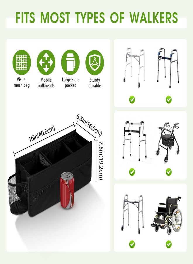 BOHEMIABY Foldable Walker Basket with Cup Holder, Large Walker Bag & Easy Installation, Walker Accessories for Seniors with Limited, Walker Pouch for Water Bottles, Books, Essentials & More - Image 5