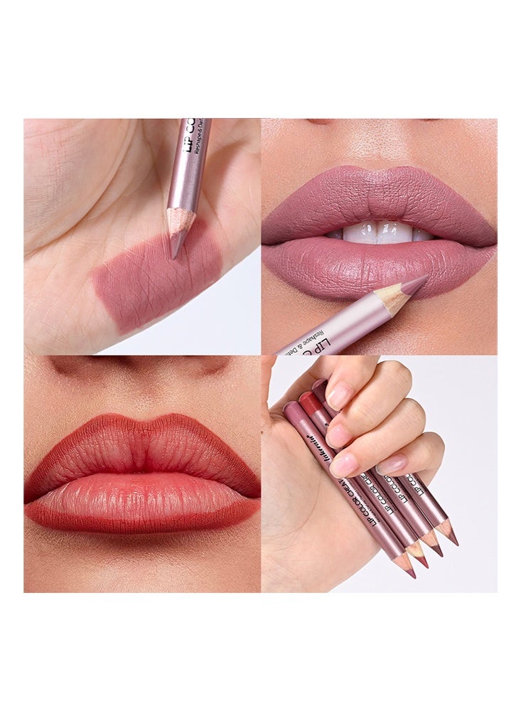 lakerain 4Pcs Lip Color Cheat Mini Set-Smooth Long Lasting Waterproof Lips Liners Lipstick Pencil Contour Makeup Full Color One Stroke Define Lipstick Pencil Sets Lip Liner Lip Color Set - Image 5