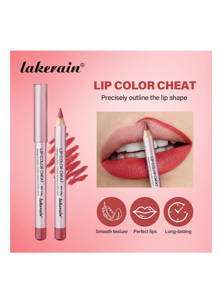 lakerain 4Pcs Lip Color Cheat Mini Set-Smooth Long Lasting Waterproof Lips Liners Lipstick Pencil Contour Makeup Full Color One Stroke Define Lipstick Pencil Sets Lip Liner Lip Color Set - Image 2