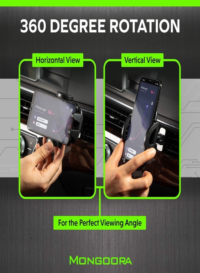 Mongoora Air Vent Car Phone Mount Holder - Locking Cell Phone Car Mount Universal for Any Smartphone, iPhone, Android - Clip On Car Phone Holder for Dashboard - Stocking Stuffers - Image 5