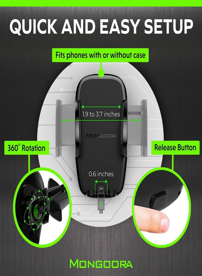 Mongoora Air Vent Car Phone Mount Holder - Locking Cell Phone Car Mount Universal for Any Smartphone, iPhone, Android - Clip On Car Phone Holder for Dashboard - Stocking Stuffers - Image 4