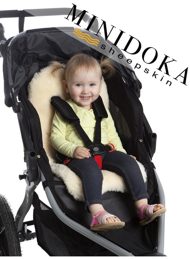 Desert Breeze Distributing Sheepskin Stroller Liner Insert - Stroller Mat for Seat Support - Baby Sheepskin Rug for Pushchair - Silky Soft Baby Cooling Mat for Travel in Summer or Winter Season - Image 1