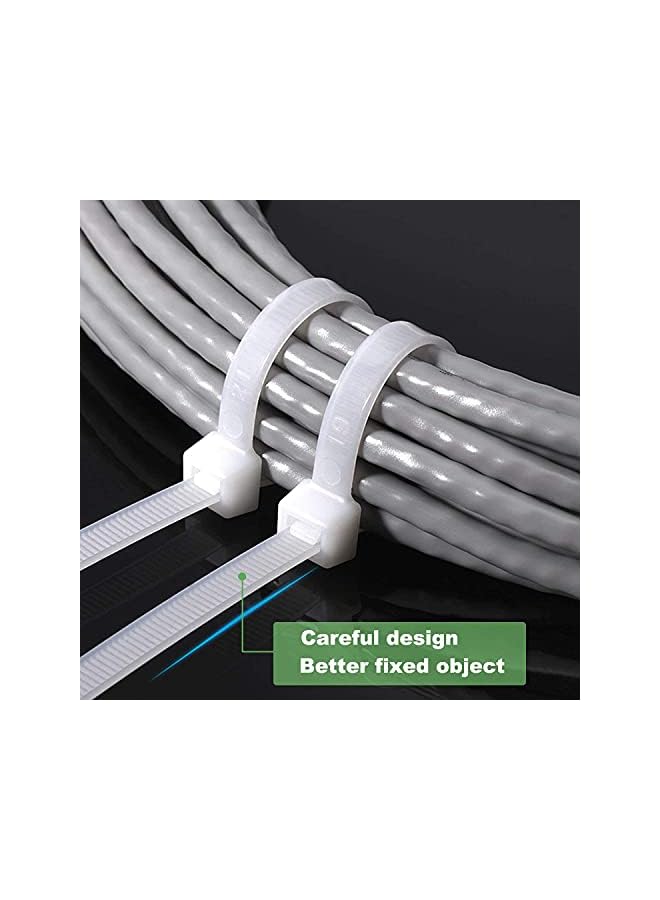 ECVV Cable Ties, Cable Management White Wire Zip Ties Nylon Cables Ties (200mm) (Pack Of 100) - Image 2