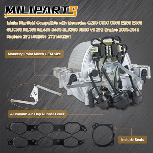 MILIPARTS Intake Manifold Compatible with Mercedes C230 C300 C350 E280 E350 GLK350 ML350 ML450 S400 SLK300 R350 V6 272 Engine 2006-2013 Replace 2721402401 2721402201 - Image 5