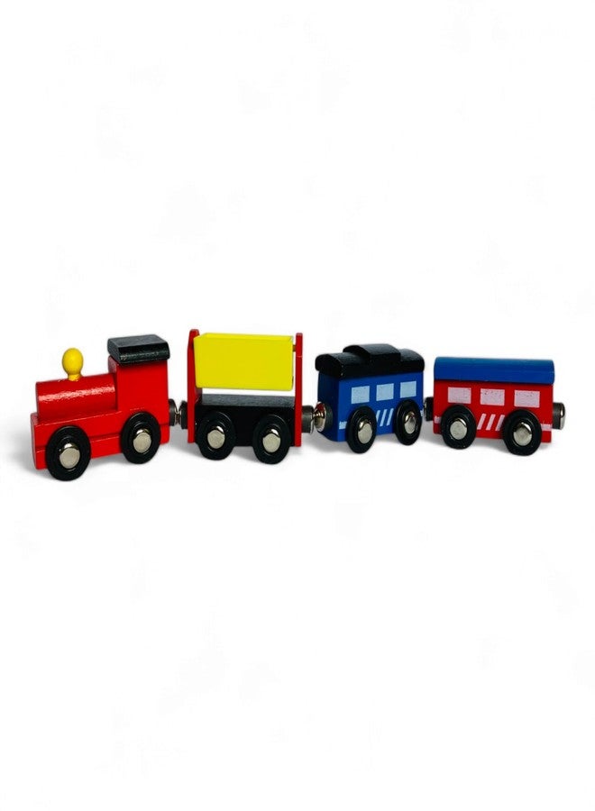 MarvelStore Wooden Magnetic Train Set, 4 Pieces, Educational Toy | Skill-Building Magnetic Wooden Trains | Deluxe Railway Set for Toddlers Kids Boys and Girls(Magnetic Train Style - 3) - Image 1