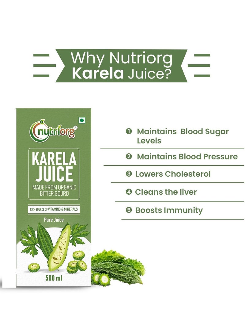 nutriorg - Karela Juice 500 ml, Controls Blood Sugar Level, Lowers Bad cholesterol, Diabetes Care Juice - Image 1