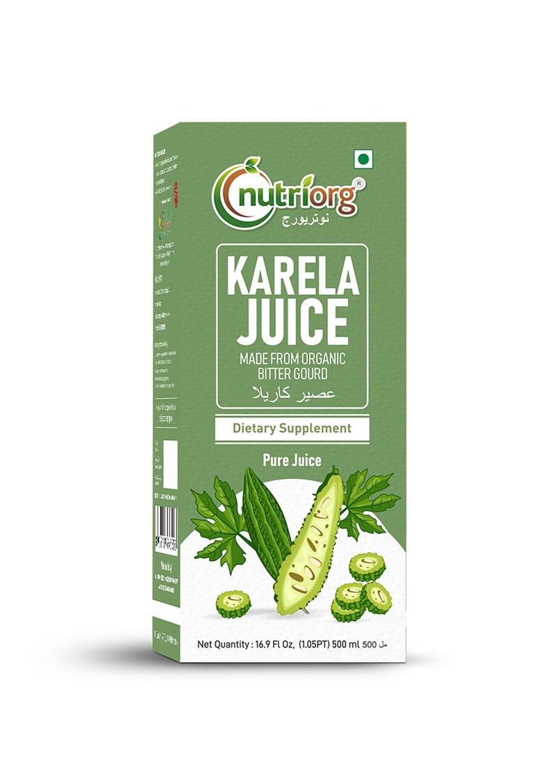 nutriorg - Karela Juice 500 ml, Controls Blood Sugar Level, Lowers Bad cholesterol, Diabetes Care Juice - Image 1