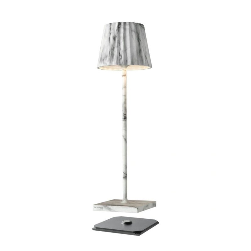 Sompex Troll 2.0 LED Table Lamp | IP54 (splash and dust proof) | 2 warm white light colours | Stepless touch dimmer | Wireless Indoor & Outdoor | Aluminium | Brightness memory | H 38 cm - White Marble - Image 3