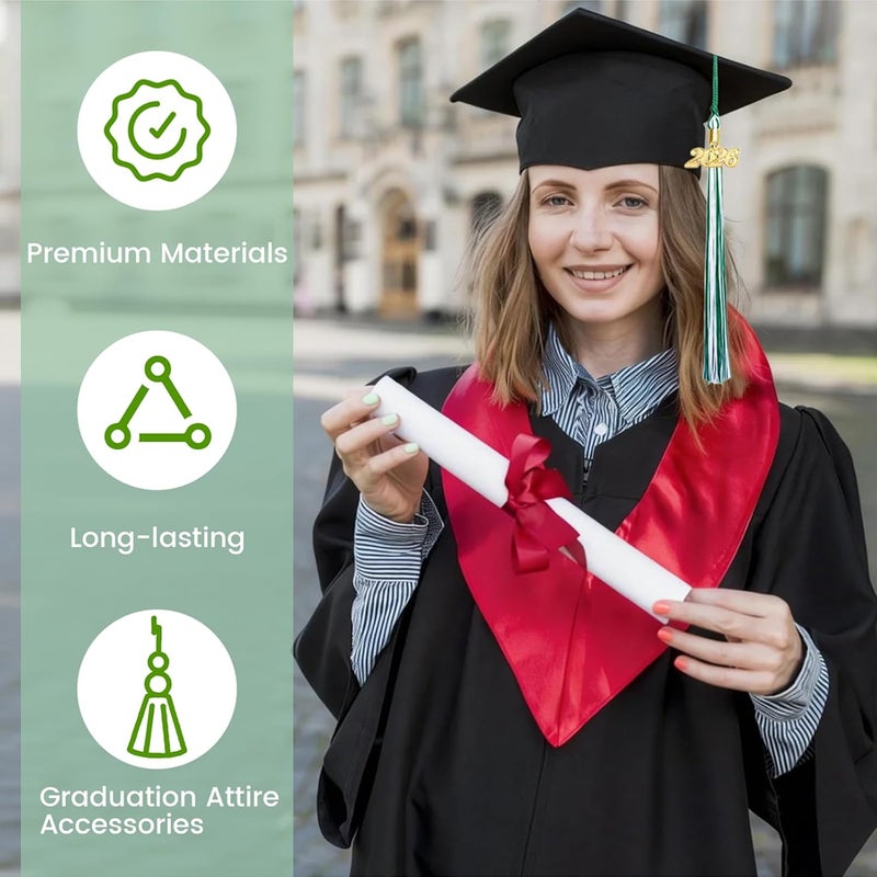 Royisafie 2026 Tassel Graduation with Gold Charm Green and White 2026 Tassel Charms for Graduation Cap for Decoration Memorial Tassels for Cap Decoration for Graduations Ceremony Gifts for Graduates - Image 4