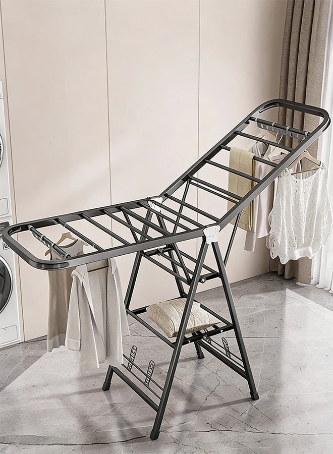 TaqwaMart Folding Clothes Rack with 4 Shoe Racks, Foldable Three-tier Clothes Rack, Independent Clothes Rack, 3-level Height Adjustment, Windproof, Suitable for Both Indoor and Outdoor Use, 170cm. - Image 1