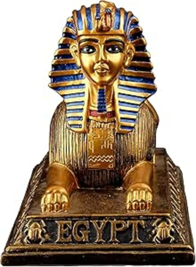 تمثال أبو الهول المصري القديم من الحجر الثقيل الفريد الملون صنع في مصر