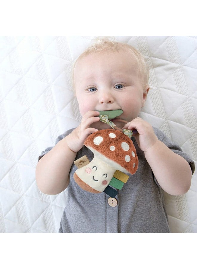 Itzy Ritzy Infant Toy & Teether - Itzy Pal Baby Teething Toy Includes Lovey, Crinkle Sound, Textured Ribbons & Silicone Teether Toy For Newborn (Mushroom) - Image 2