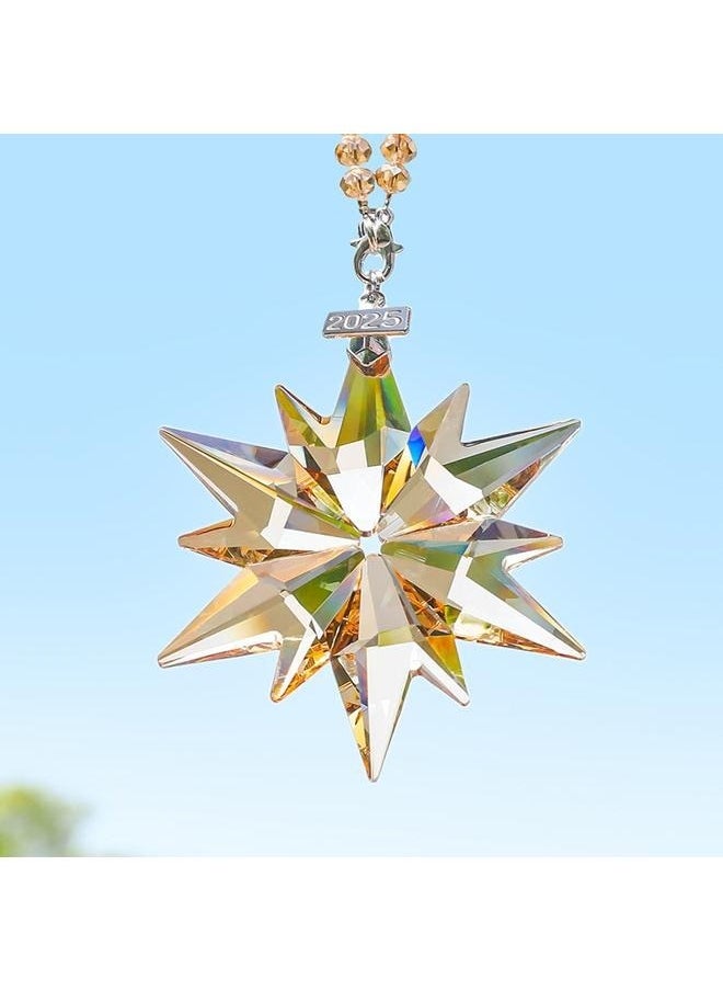 yongsheng Annual Ornaments Crystal Snowflake Star, Sparkly Crystal Ornaments for Tree, Beautiful Ornaments for Women Girls（champagne color）  - Image 1