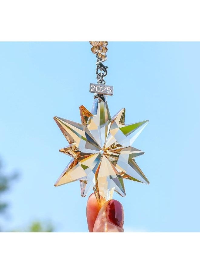 yongsheng Annual Ornaments Crystal Snowflake Star, Sparkly Crystal Ornaments for Tree, Beautiful Ornaments for Women Girls（champagne color）  - Image 2