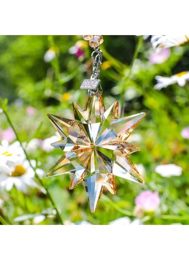 yongsheng Annual Ornaments Crystal Snowflake Star, Sparkly Crystal Ornaments for Tree, Beautiful Ornaments for Women Girls（champagne color）  - Image 3