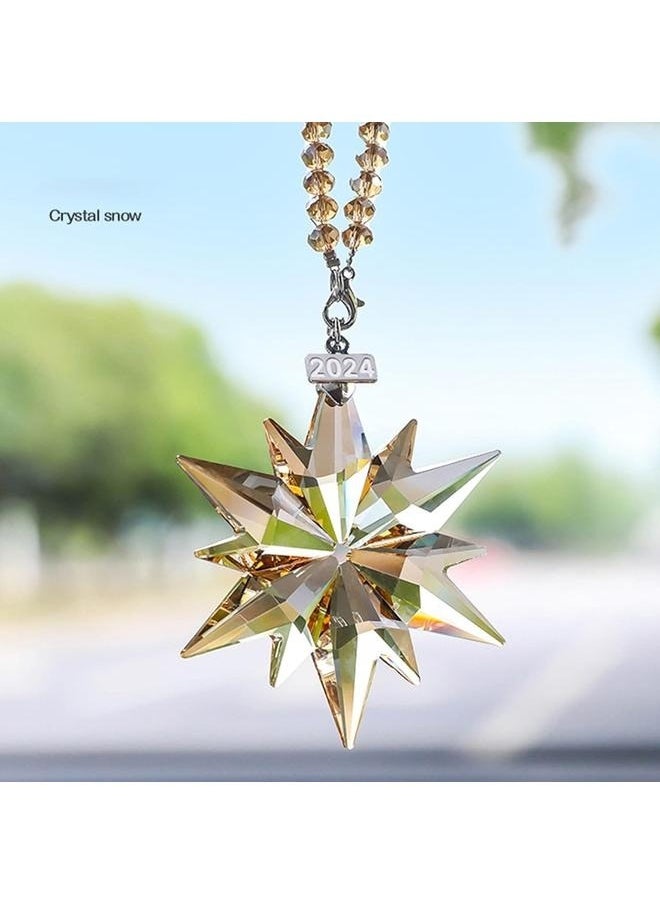 yongsheng Annual Ornaments Crystal Snowflake Star, Sparkly Crystal Ornaments for Tree, Beautiful Ornaments for Women Girls（champagne color）  - Image 5