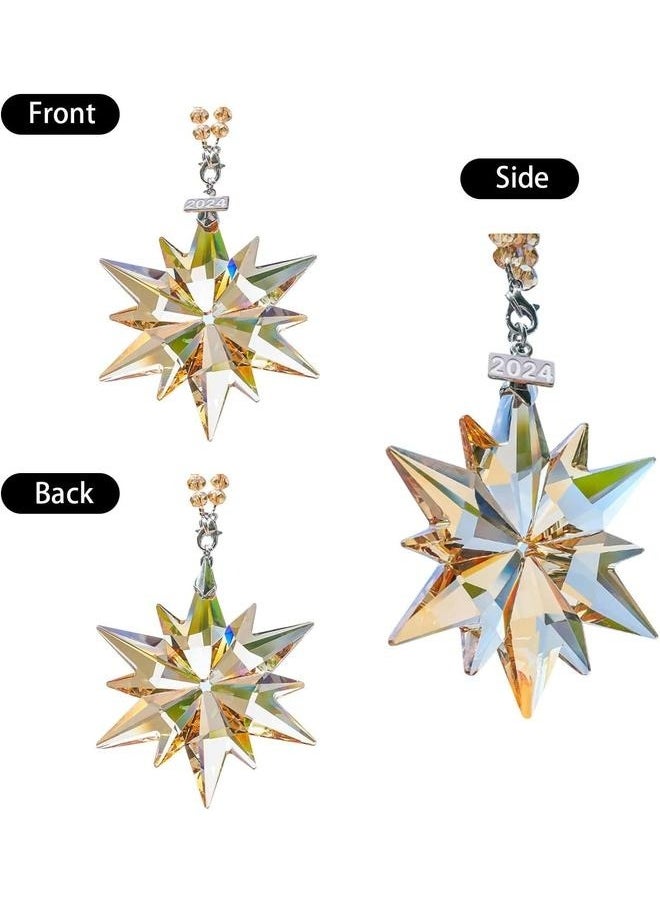 yongsheng Annual Ornaments Crystal Snowflake Star, Sparkly Crystal Ornaments for Tree, Beautiful Ornaments for Women Girls（champagne color）  - Image 4