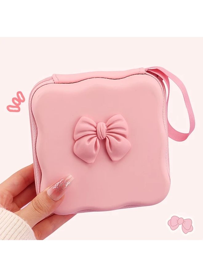 Pink Shockproof Zipper Pouch Large Capacity Portable Cable Organizer Bag - Image 1