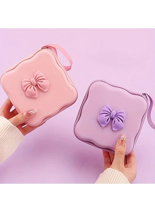 Pink Shockproof Zipper Pouch Large Capacity Portable Cable Organizer Bag - Image 2