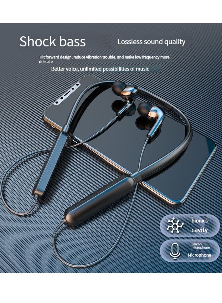 GELESE New wireless bluetooth sports headphones neck hanging running sports earphone wireless headphones black - Image 1