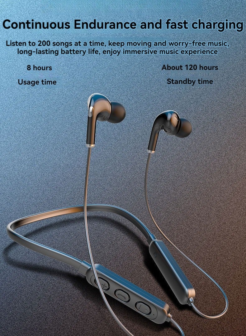 GELESE New wireless bluetooth sports headphones neck hanging running sports earphone wireless headphones black - Image 4