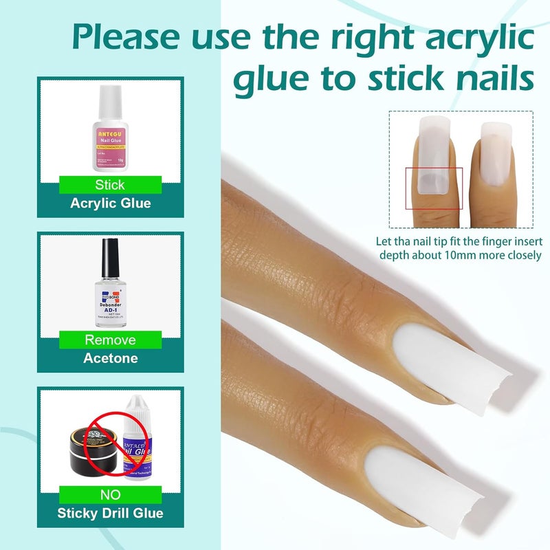Yokilly Silicone Practice Fingers for Acrylic Nails, Bendable Fake Nail Training Finger Manicure DIY Nail Art (4-2pcs) - Image 3