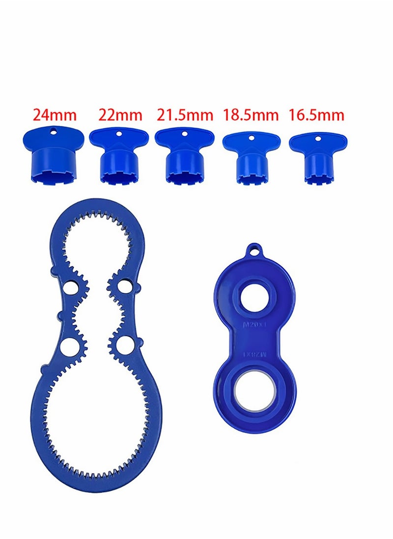 KASTWAVE - Aerator Key, Faucet Removal Tools, Wrench with Shell Removal Tool, Replacement Cache Aerators for Sink M 16.5, 18.5, 21.5, 22, 24 mm Tap Flow Restrictor - Image 1