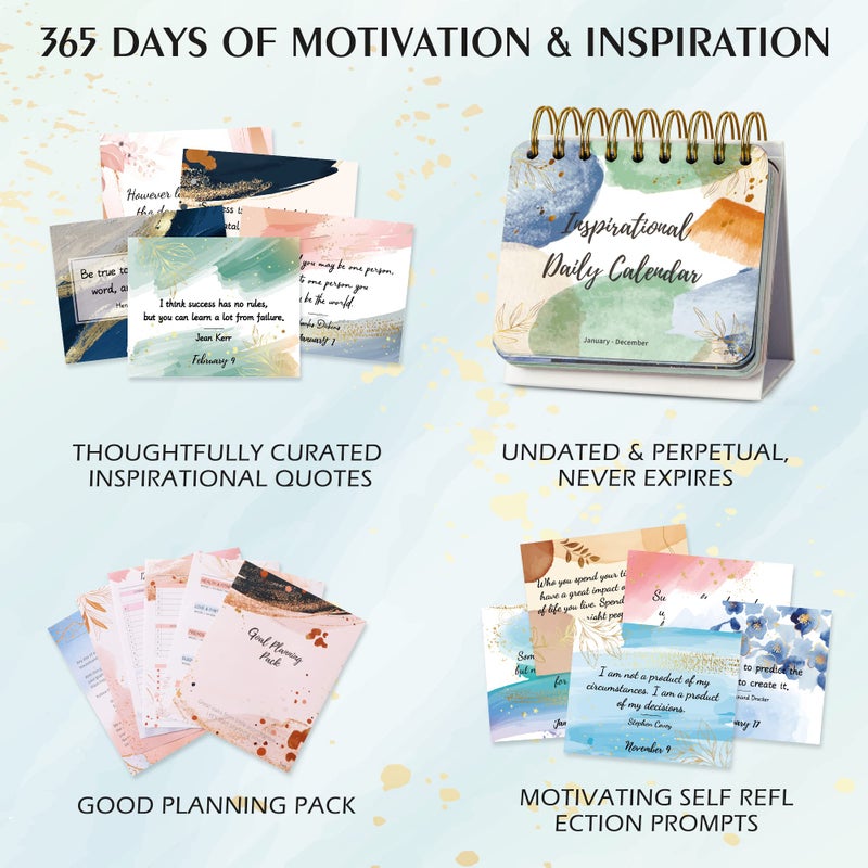 Planrage Motivational & Inspirational Daily Calendar - Daily Flip Calendar with Inspirational Quotes, 5.5" x 4.8", Undated Perpetual Office Desk Decor, Office Desk Accessories, Inspirational Standing Flip - Image 3